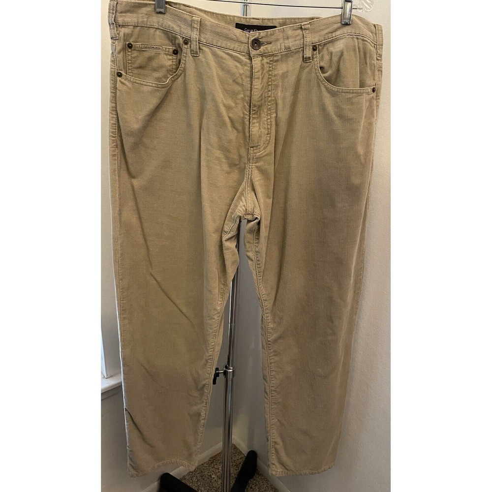 Vintage Calvin Klein Corduroy Jeans‎ Relaxed Straight Men's 38x29 Beige Pants